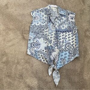 Chic Blue Paisley Women's Blouse